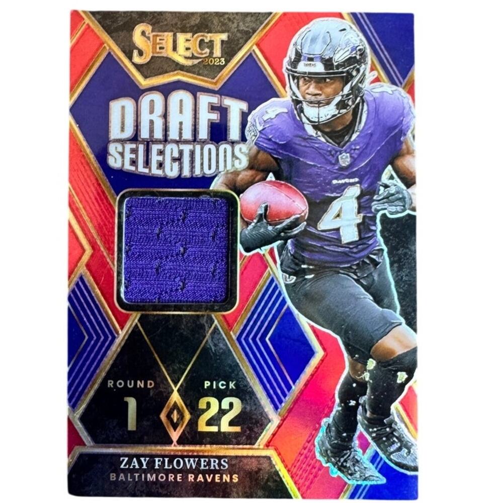 2023 Panini Select Zay Flowers Rookie Patch Card Ravens Draft Selections